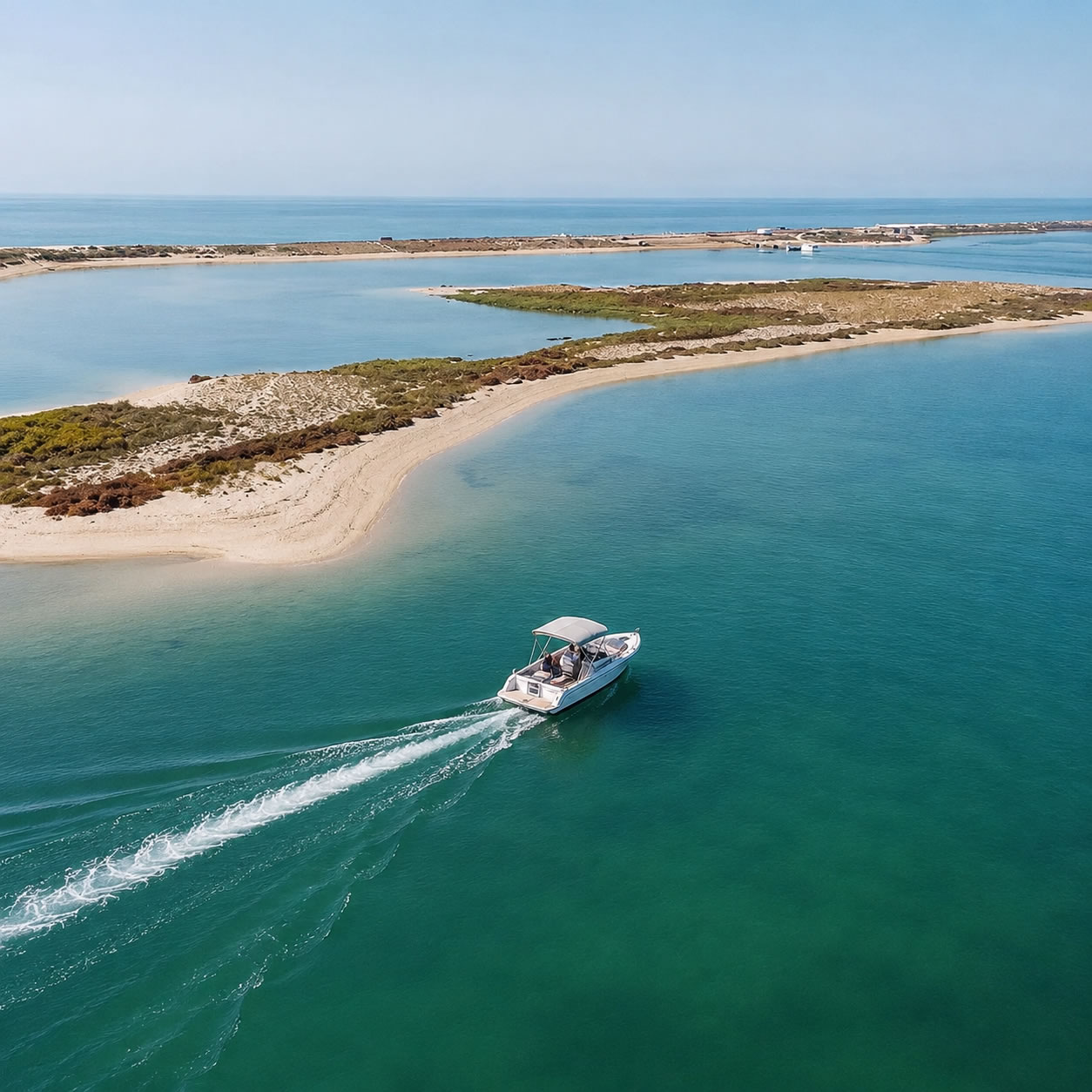 Vista aérea da Ria Formosa, Parque Natural, Algarve